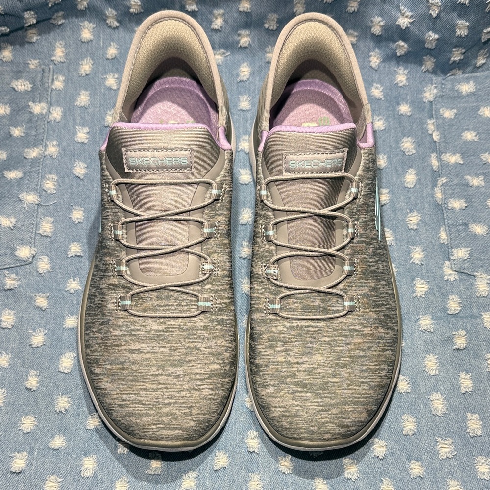 Skechers Women's Gray and Purple Sneakers